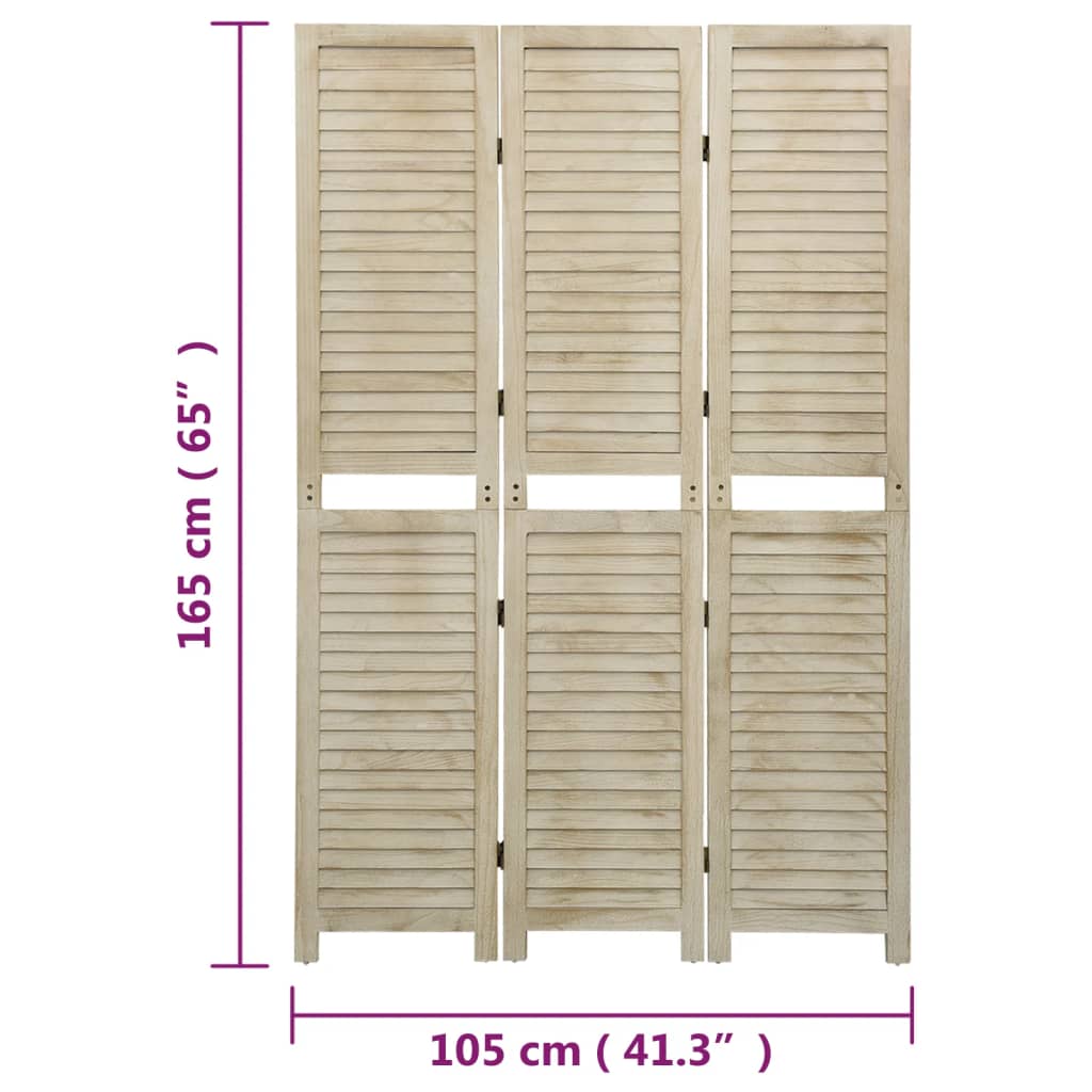 Paravan de camera cu 3 panouri vidaXL,105 x 165cm, lemn masiv Paulownia 1 8720286655115 g en hd 6