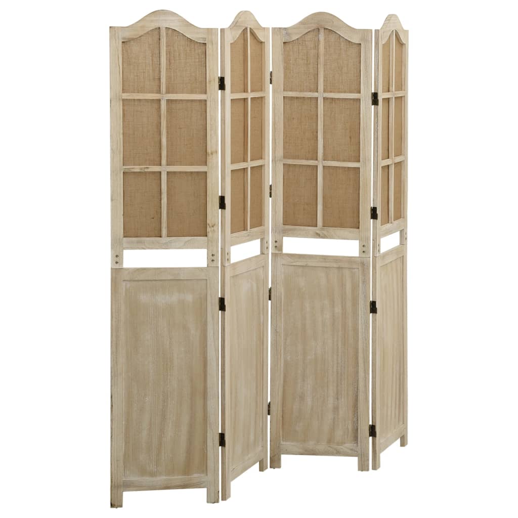 VIDAXL - vidaXL Biombo com 4 painéis 140x165 cm tecido castanho vidaXL Biombo com 4 painéis 140x165 cm tecido castanho