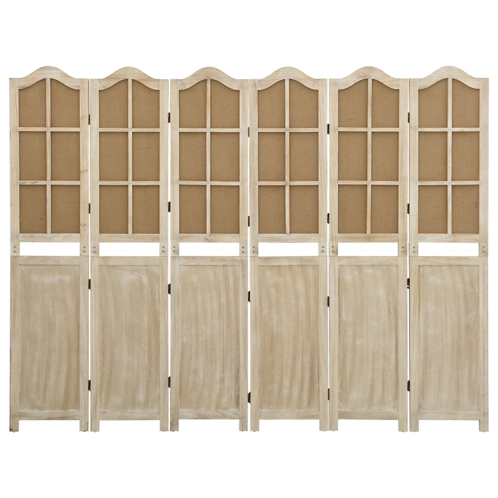 vidaXL Paravan de cameră cu 6 panouri, maro, 214x165 cm, textil
