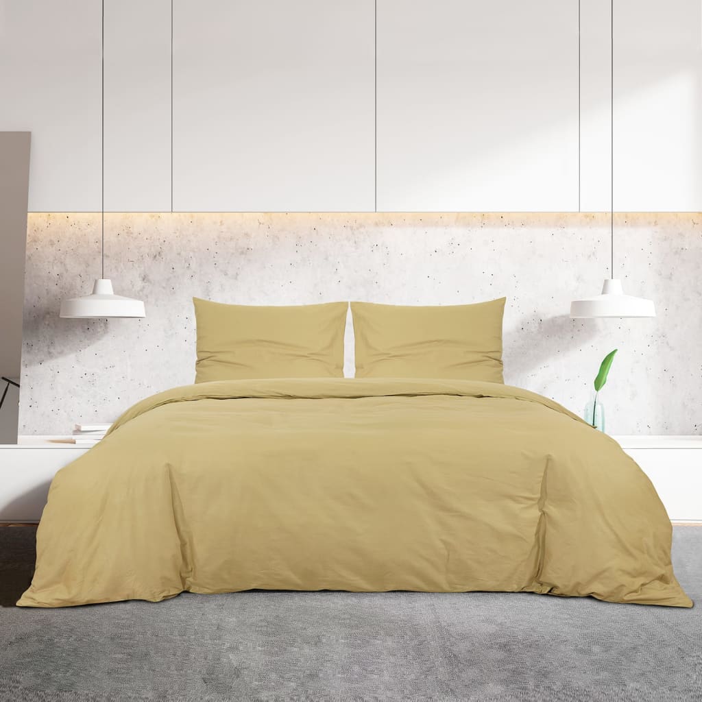 vidaXL Duvet Cover Set Taupe 200x200 cm Light-weight Microfiber