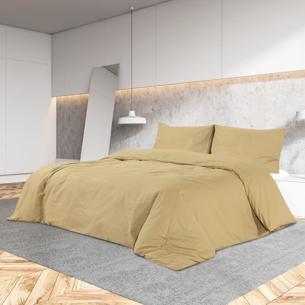 vidaXL Bettwäsche-Set Taupe 260x240 cm Leichte Mikrofaser