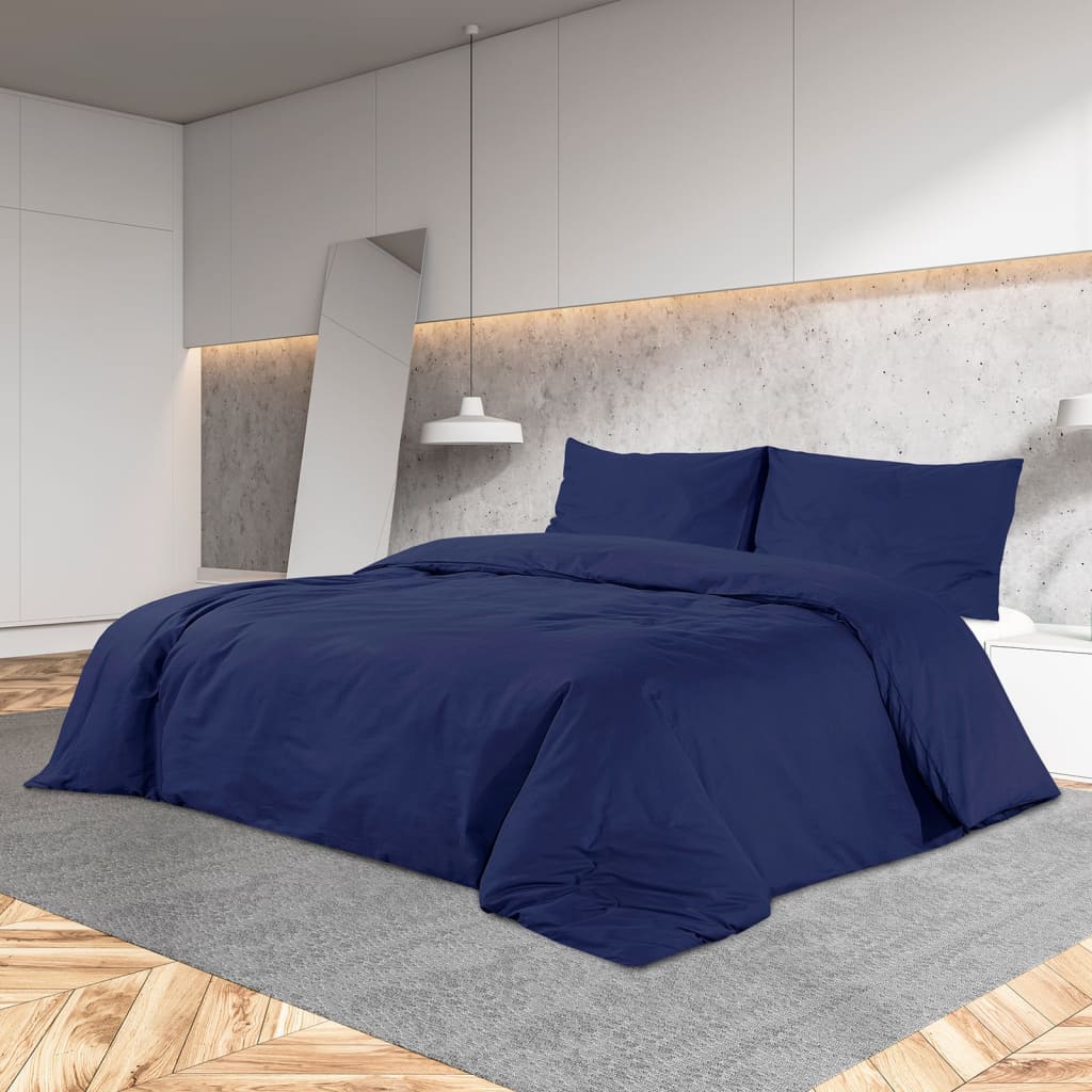 9: vidaXL sengetøj 140x200 cm let mikrofiberstof marineblå