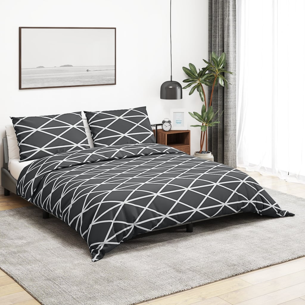 vida XL Bettwäsche-Set Grau 155x 220 cm Baumwolle