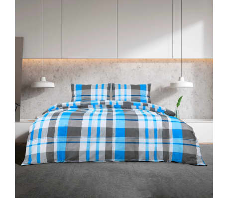 vidaXL Dekbedovertrekset 200x200 cm katoen blauw en grijs