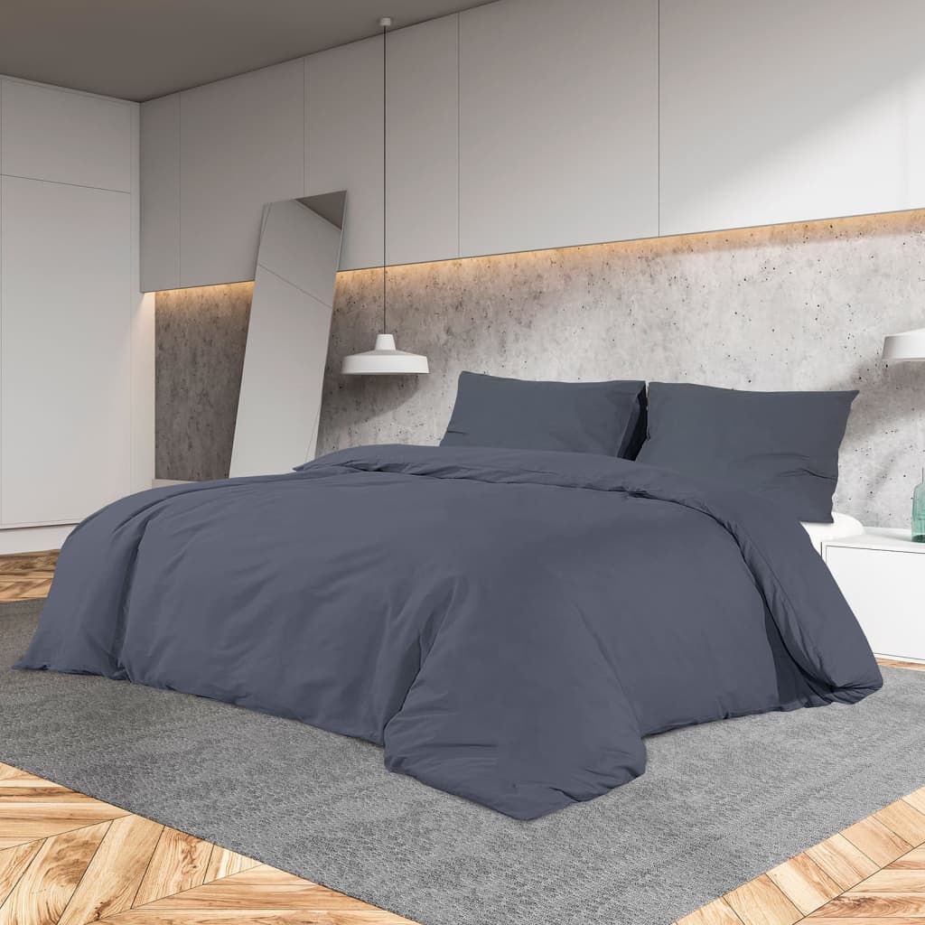 vidaXL sengetøj 140x200 cm bomuld antracitgrå