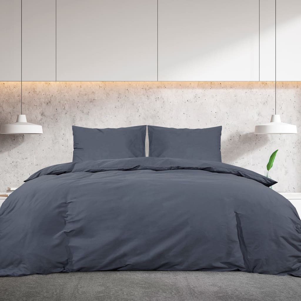 vidaXL antracitszürke pamut ágyneműhuzat-garnitúra 155 x 220 cm