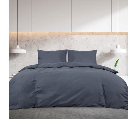 vidaXL Ensemble de housse de couette Anthracite 155x220 cm Coton