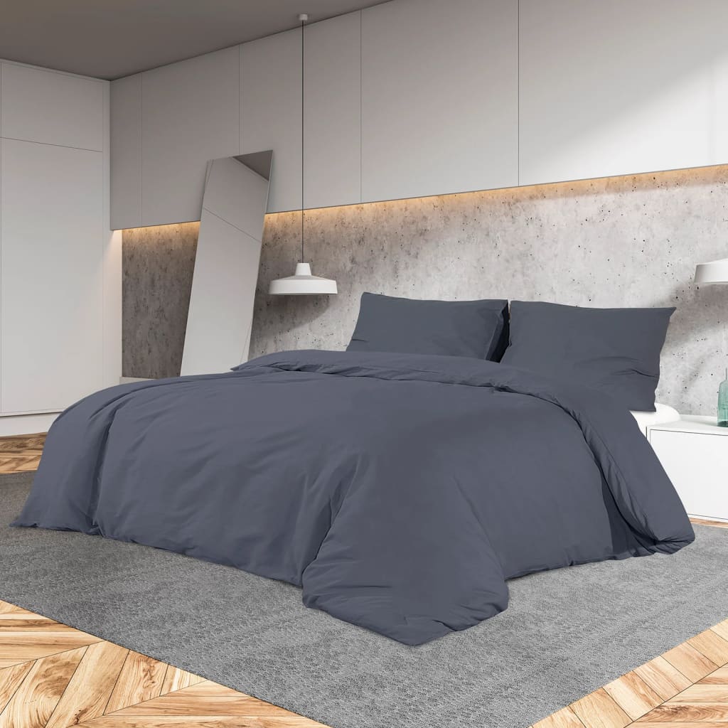 4: vidaXL sengetøj 200x200 cm bomuld antracitgrå