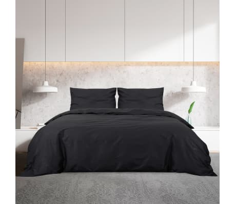 vidaXL sengetøj 200x200 cm bomuld sort