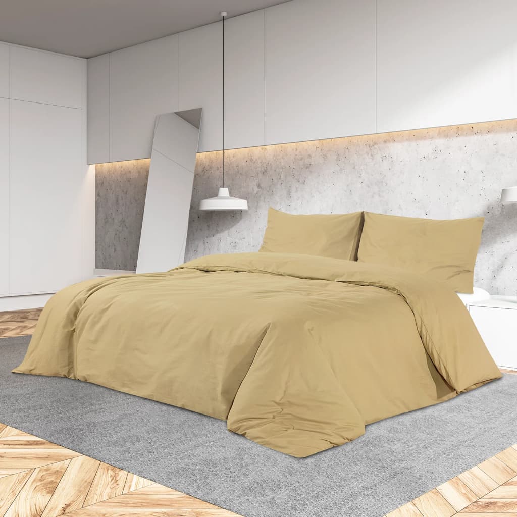 vidaXL Ensemble de housse de couette Taupe 200x200 cm Coton