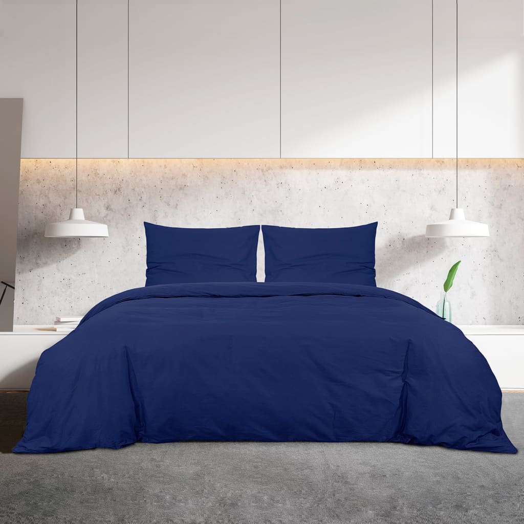 vidaXL sengetøj 200x200 cm bomuld marineblå