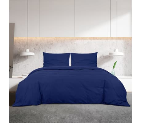 vidaXL sengetøj 220x240 cm bomuld marineblå