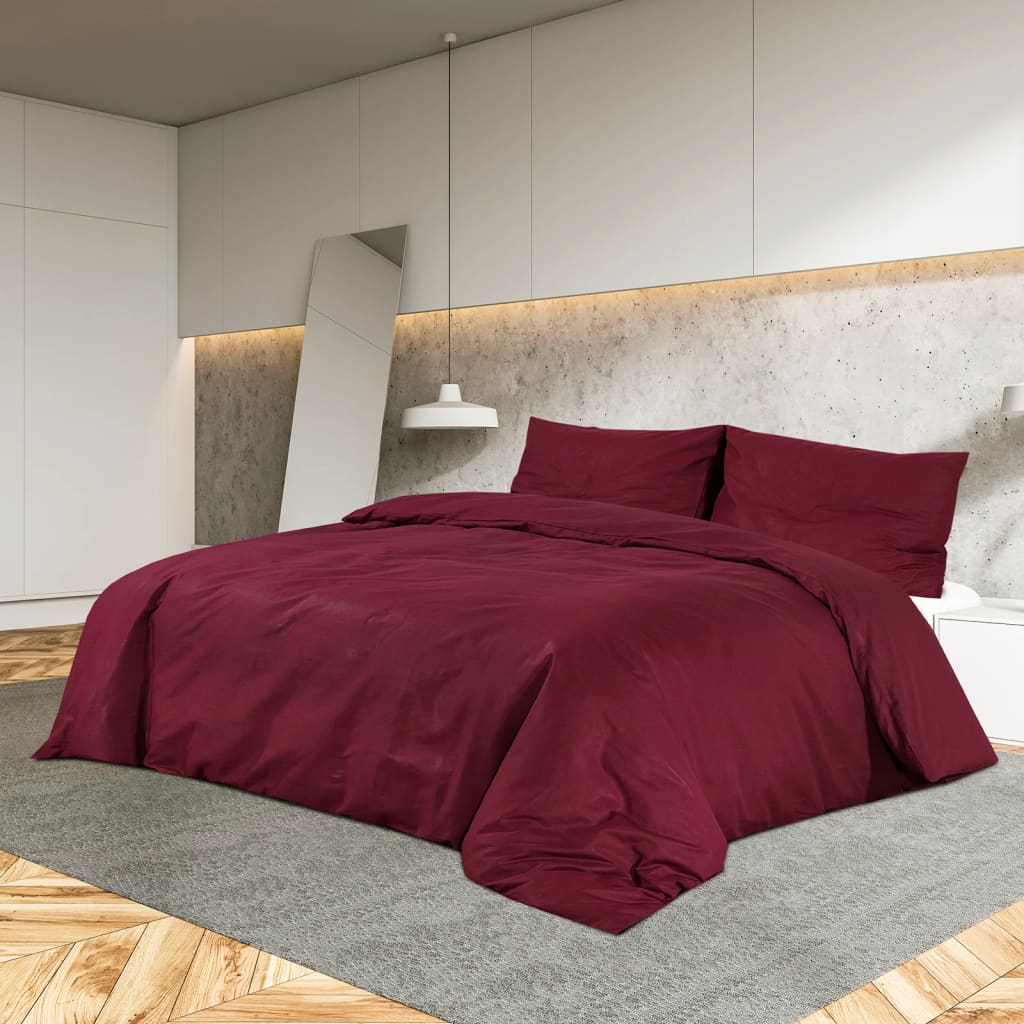 vidaXL Ensemble de housse de couette Bordeaux 140x200 cm Coton