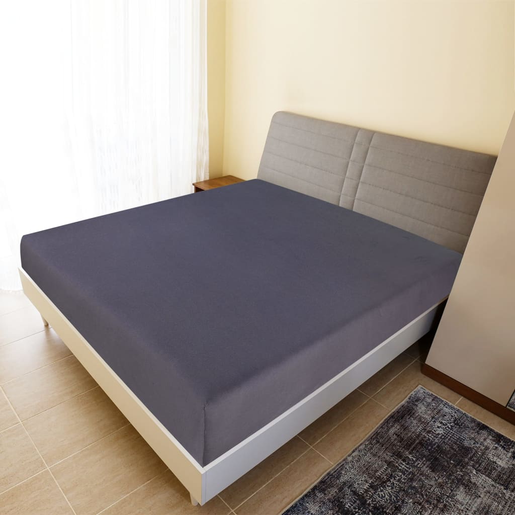 vidaXL Cearșaf de pat cu elastic, 2 buc., antracit, 90x200 cm, bumbac