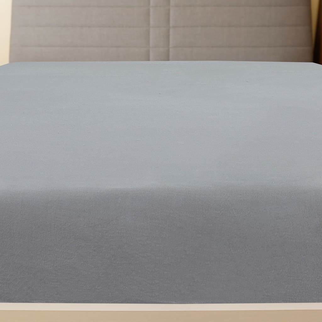 vidaXL Drap-housse Jersey Gris 90x200 cm Coton