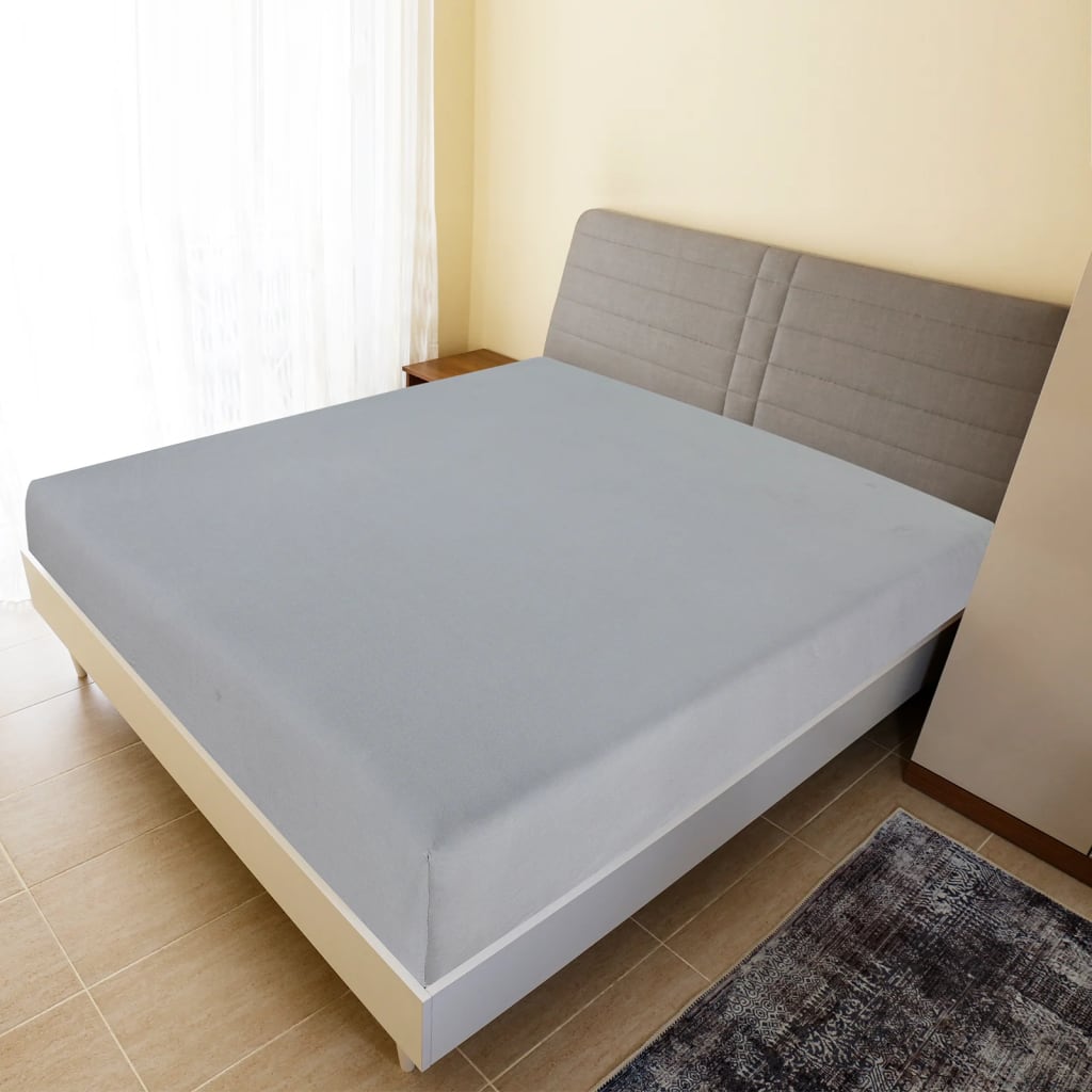 vidaXL Cearșaf de pat cu elastic, gri, 100x200 cm, bumbac