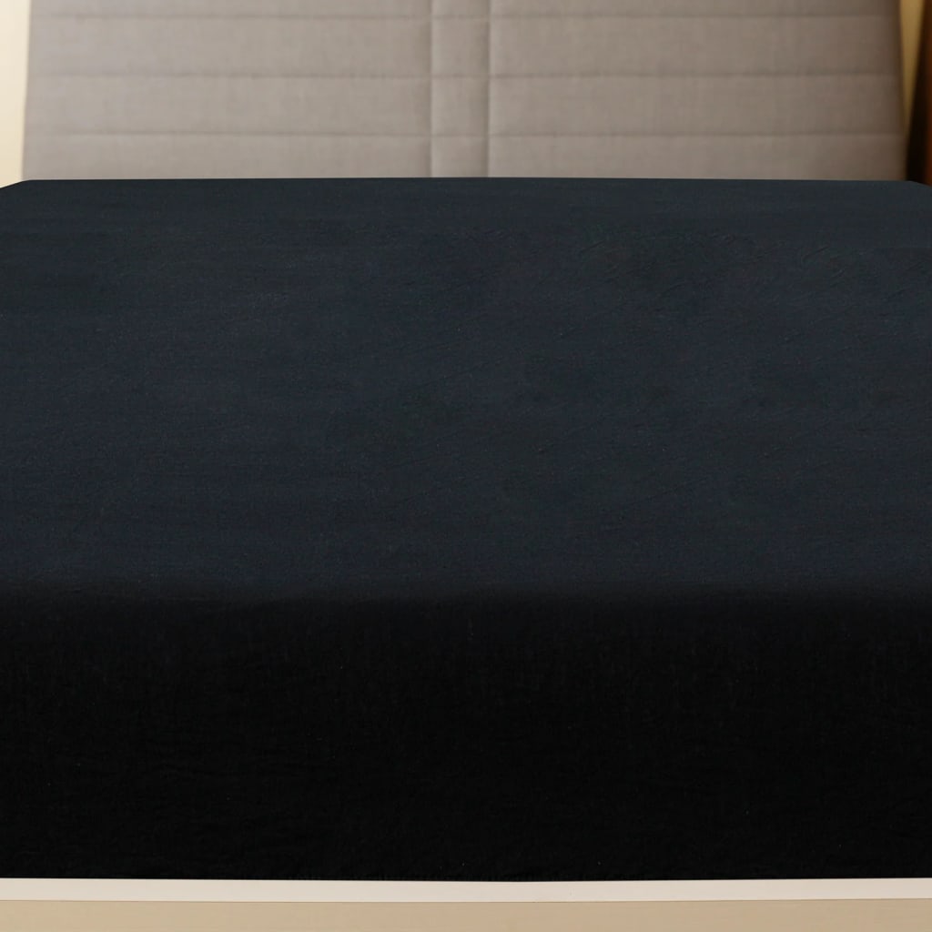 vidaXL Lenzuolo con Angoli Jersey Nero 180x200 cm Cotone