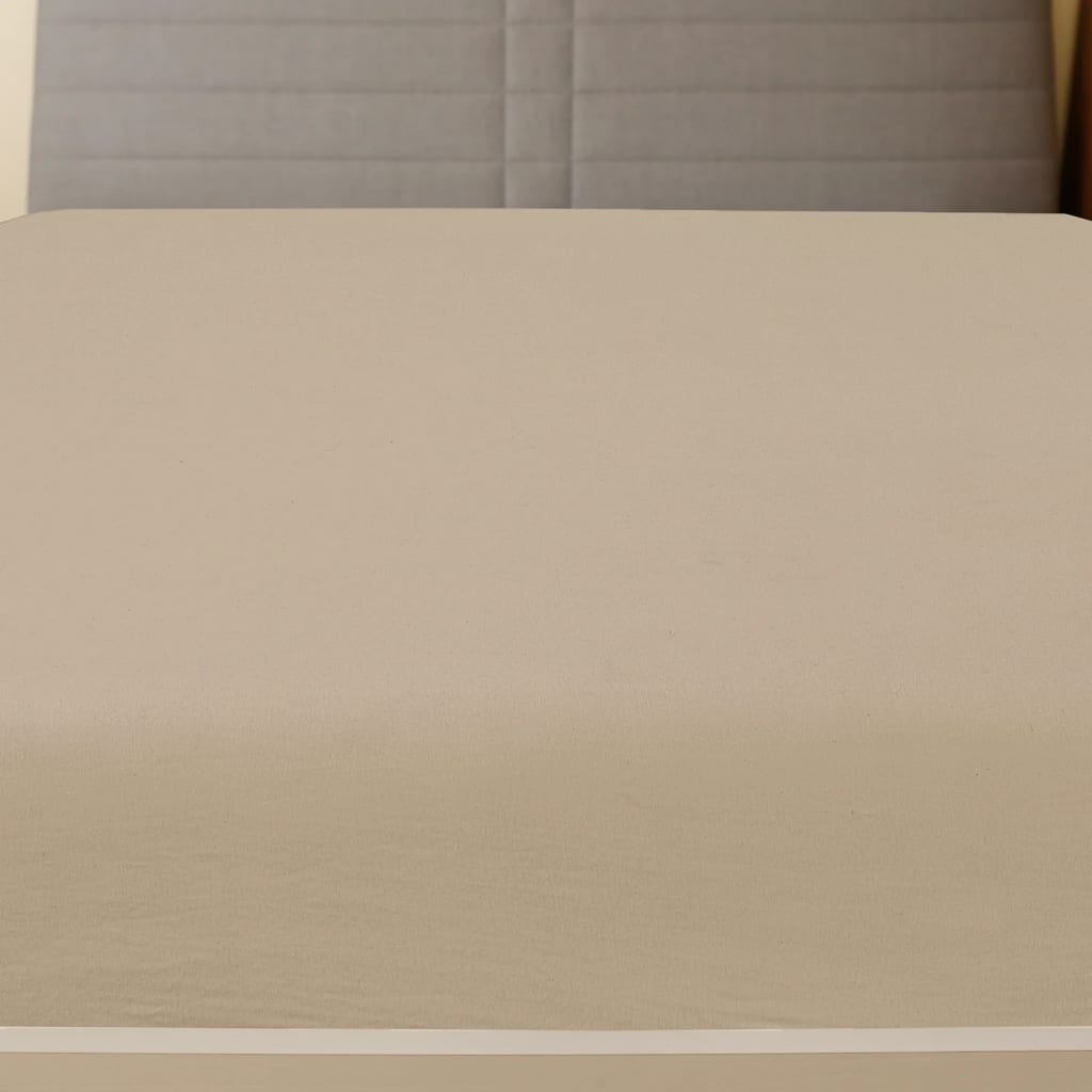 Cearșaf de pat cu elastic, gri taupe, 90×200 cm, bumbac