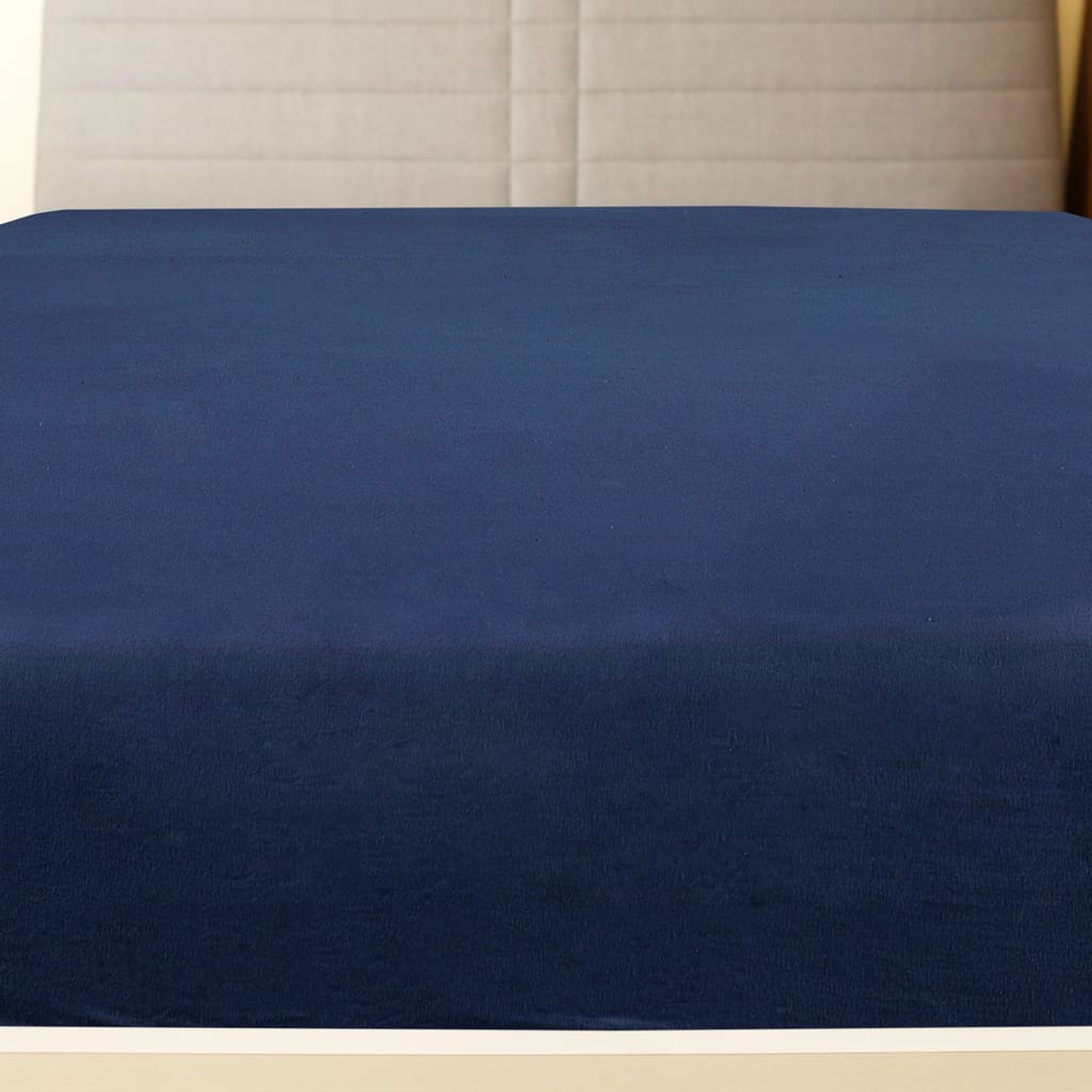 vidaXL Draps-housses Jersey 2 pcs Bleu marine 90x200 cm Coton