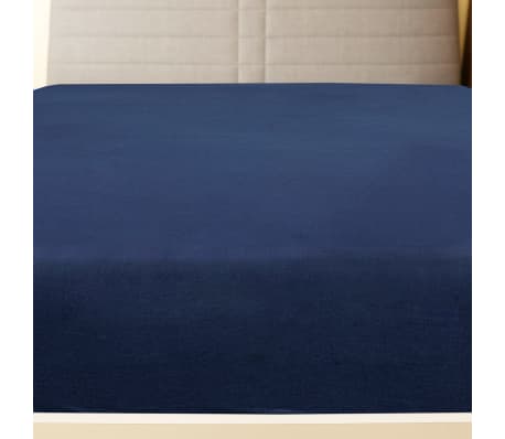 vidaXL Draps-housses Jersey 2 pcs Bleu marine 90x200 cm Coton