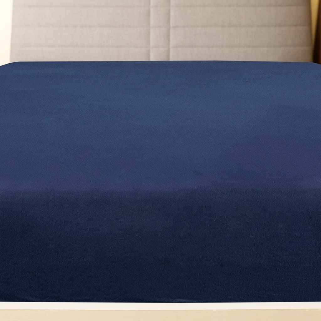 vidaXL Cearșaf de pat cu elastic, bleumarin, 100x200 cm, bumbac