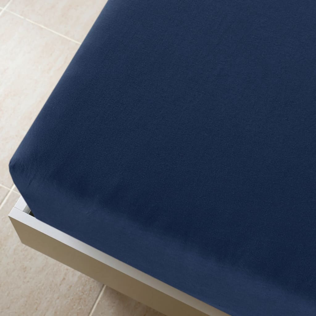 Thumbnail - vidaXL Spannbettlaken Jersey Marineblau 140x200 cm Baumwolle