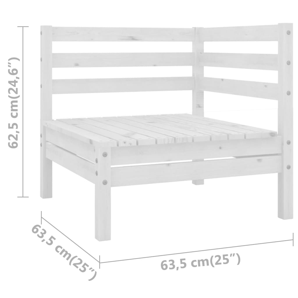 Sofa narożna ogrodowa, drewno sosnowe, 63,5x63,5x62,5 cm, biały