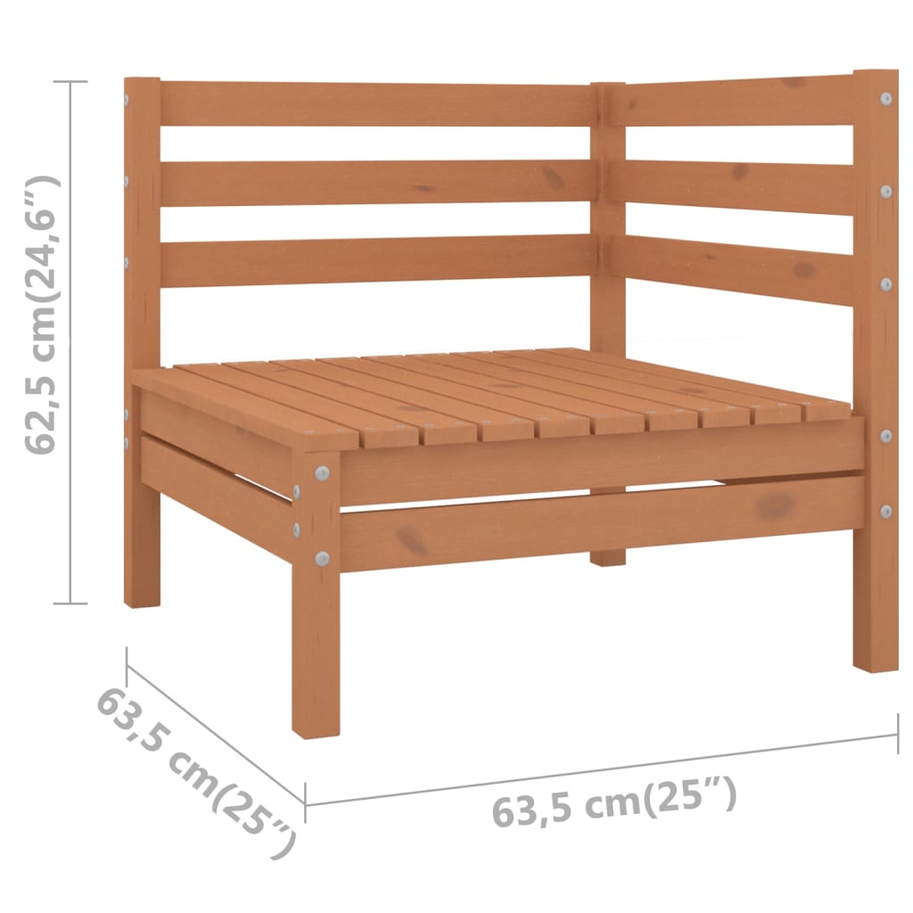 vidaXL Patio Corner Sofa Honey Brown Solid Pinewood