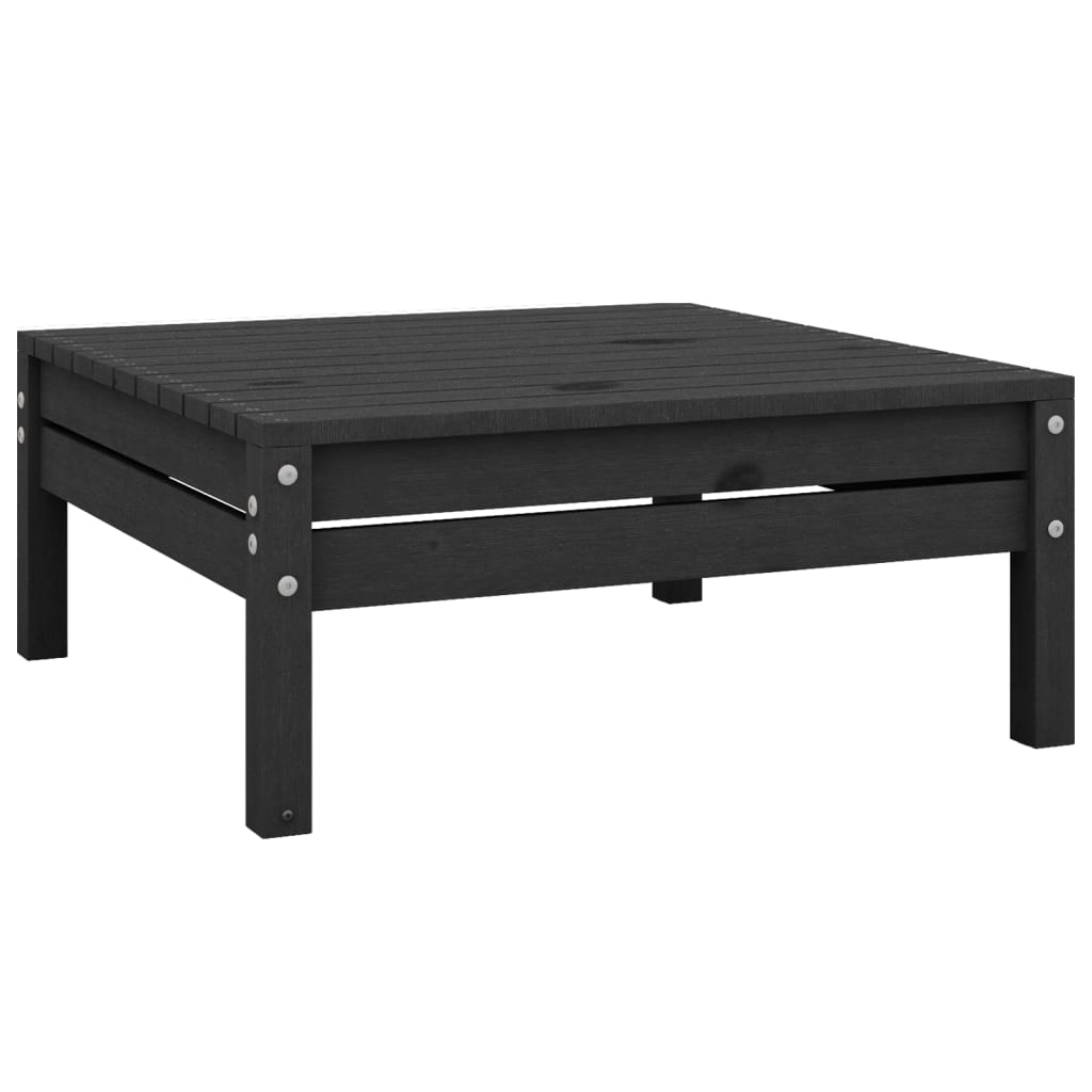 

vidaXL Patio Footstool Black Solid Pinewood