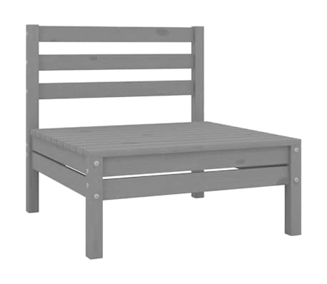 vidaXL Garden Middle Sofas 2 pcs Grey Solid Wood Pine
