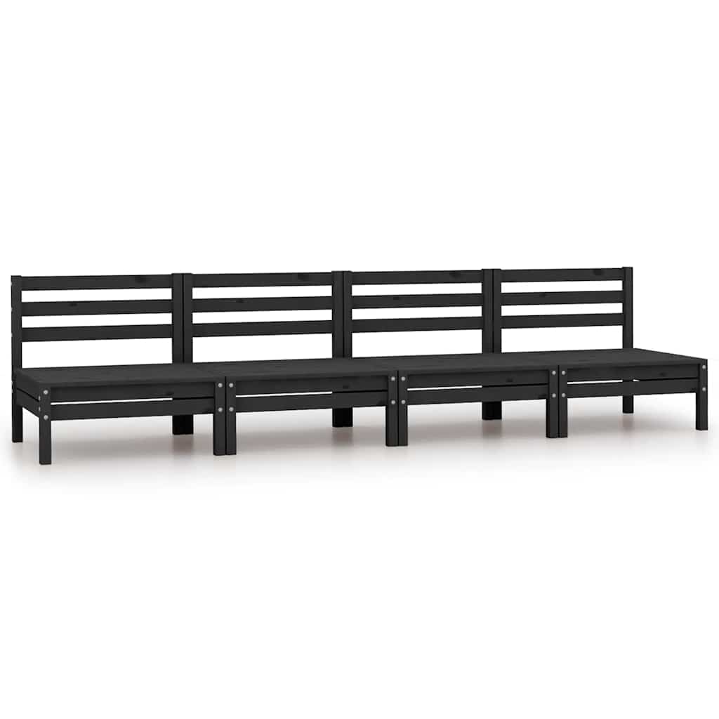 

vidaXL Patio Middle Sofas 4 pcs Black Solid Pinewood
