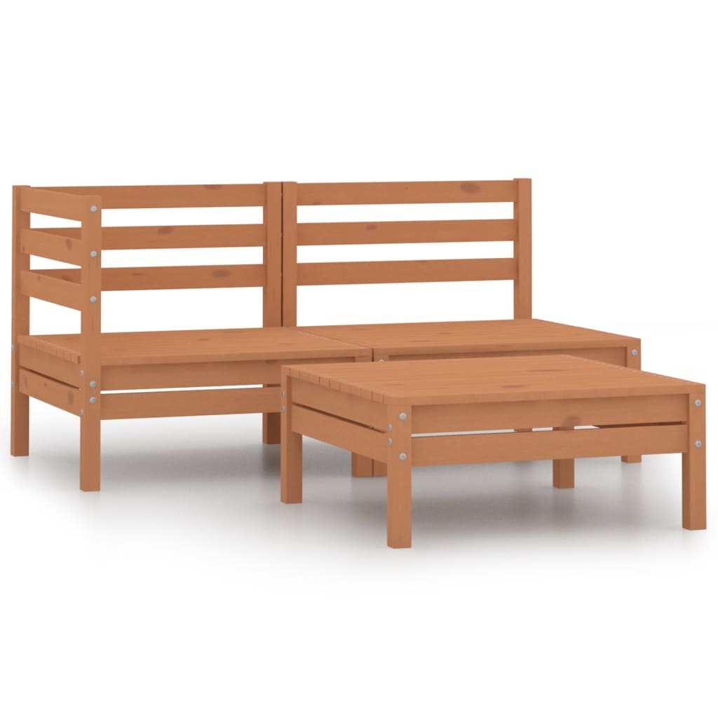 

vidaXL 3 Piece Patio Lounge Set Solid Pinewood Honey Brown