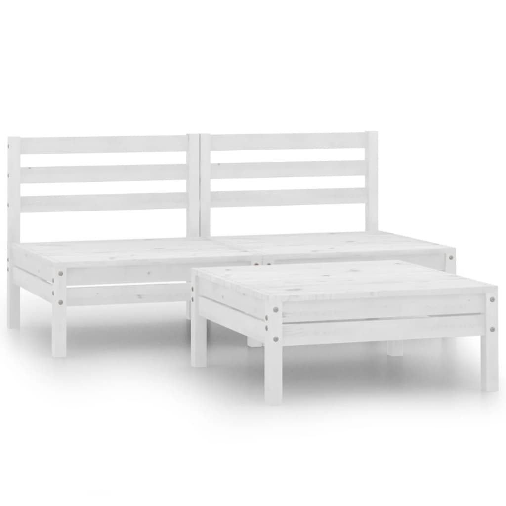 

vidaXL 3 Piece Patio Lounge Set Solid Pinewood White