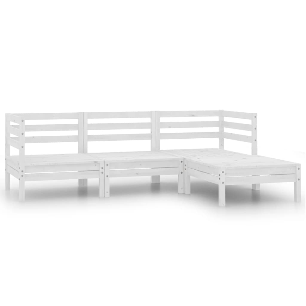 vidaXL Set mobilier de grădină, 4 piese, alb, lemn masiv de pin Mobila Laguna imagine noua