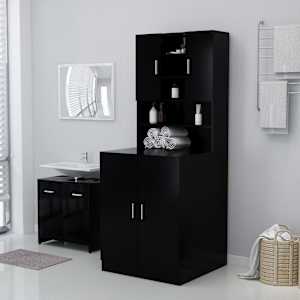 vidaXL Meuble pour machine &agrave; laver Noir
