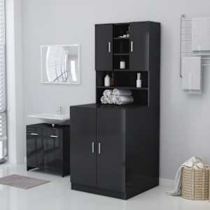 vidaXL Skalbimo ma&scaron;inos spintelė, pilka, ypač blizgi (808394+808403)