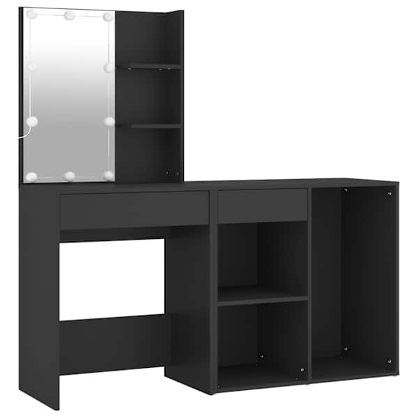 vidaXL LED-tualettlaud kapiga, must, tehispuit