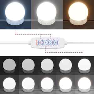 LED toaletní stolek se skříňkami černý kompozitní dřevo - obrázek 16