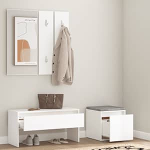 Sada nábytku do předsíně bílá kompozitní dřevo - obrázek 3