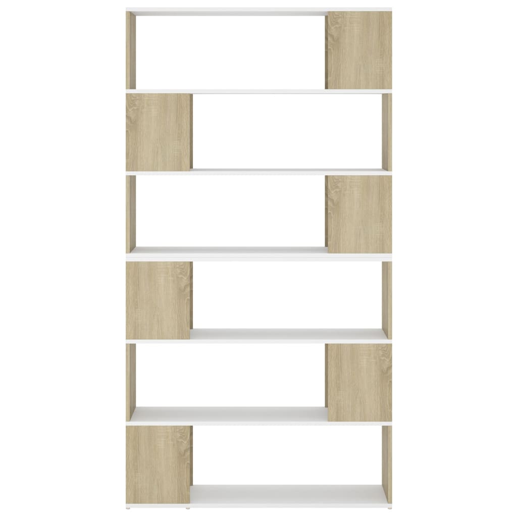 Fehér-sonoma színű térelválasztó könyvszekrény 100x24x188 cm 