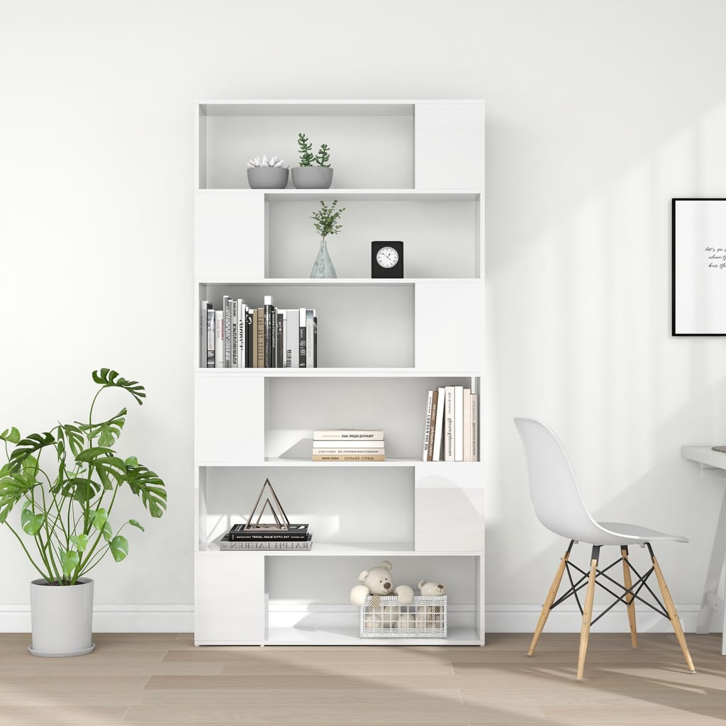 

vidaXL Boekenkast/kamerscherm 100x24x188 cm hoogglans wit
