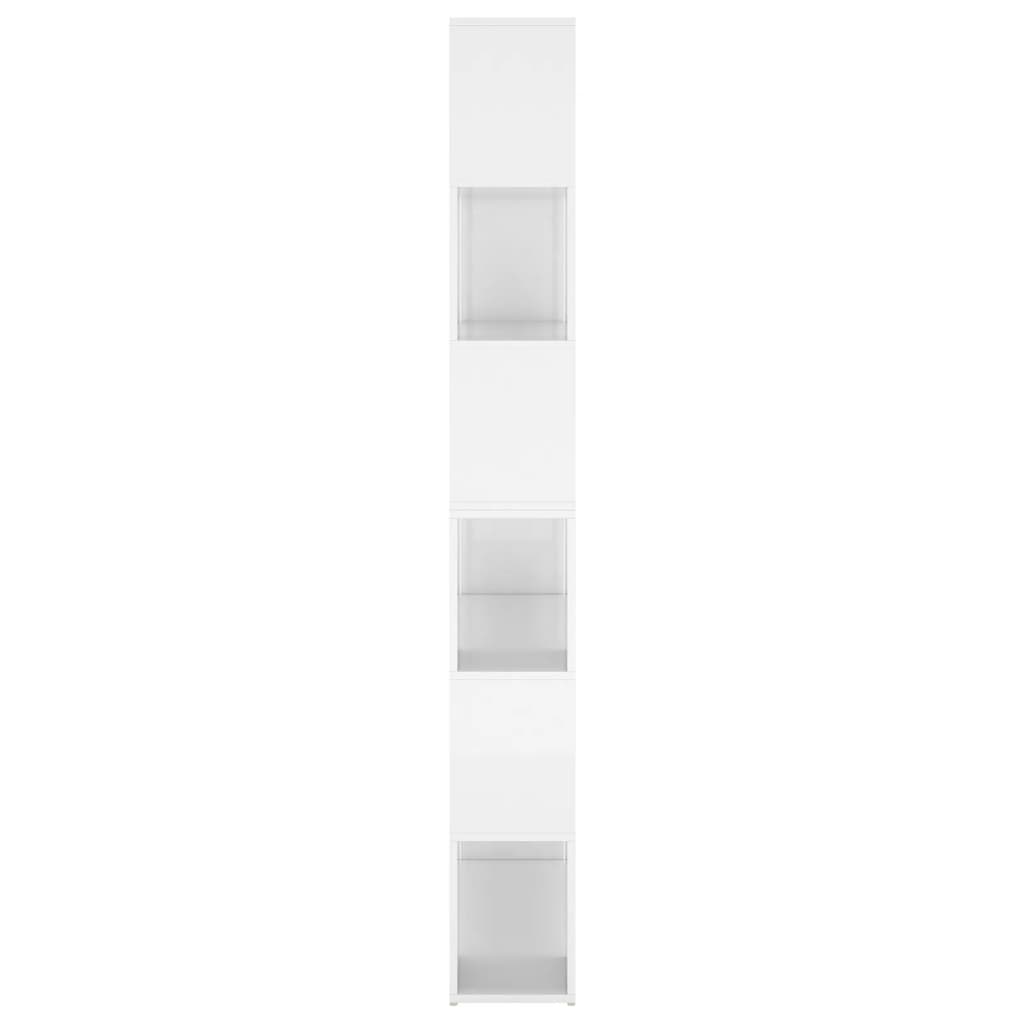 Magasfényű fehér térelválasztó könyvszekrény 100 x 24 x 188 cm 