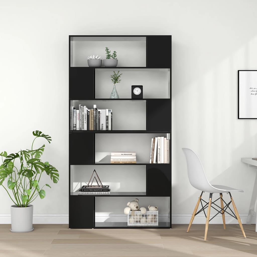 

vidaXL Boekenkast/kamerscherm 100x24x188 cm hoogglans zwart