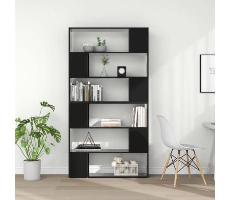 vidaXL Bibliotecă/Separator cameră, negru extralucios, 100x24x188 cm