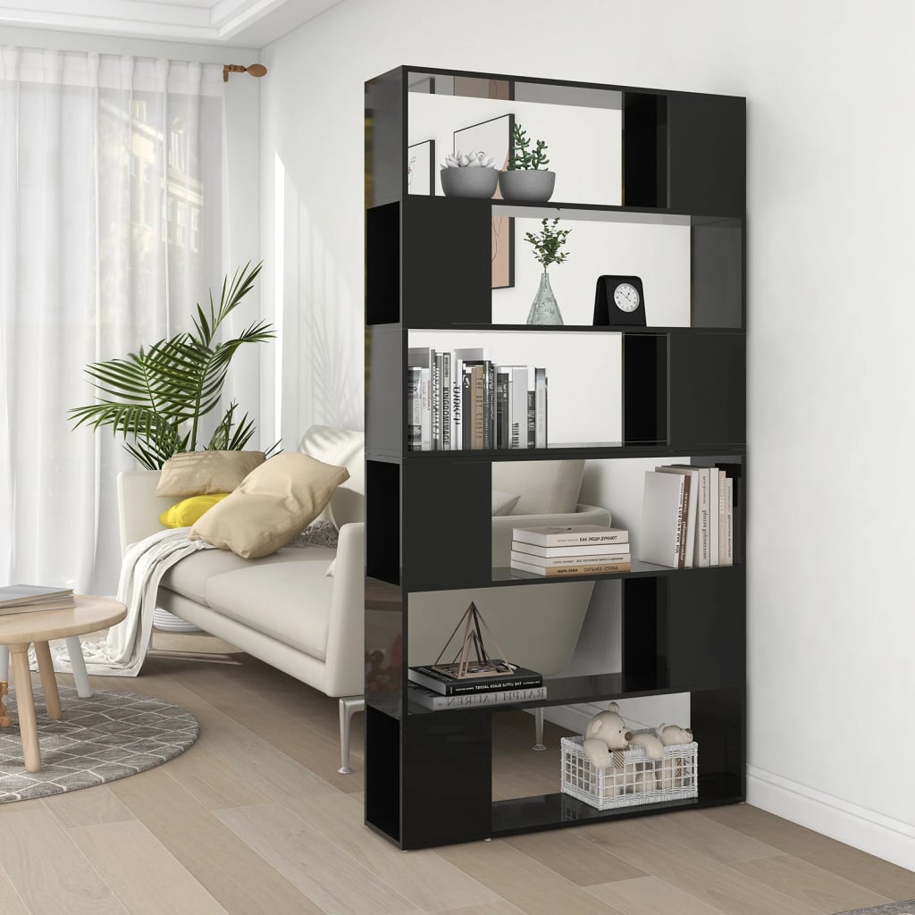 Bücherregal Raumteiler Hochglanz-Schwarz 100x24x188 cm kaufen