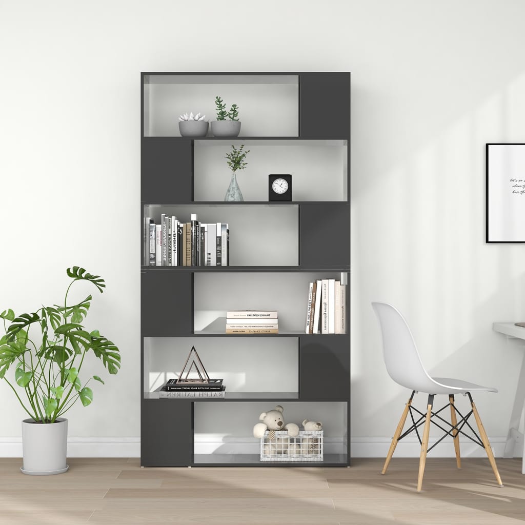 

vidaXL Boekenkast/kamerscherm 100x24x188 cm hoogglans grijs