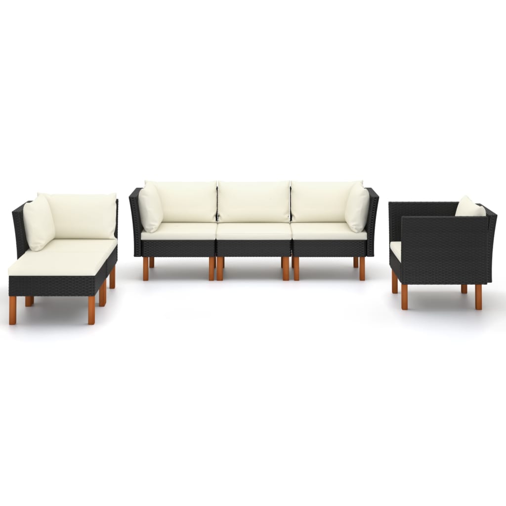Thumbnail - vidaXL 6-tlg. Garten-Lounge-Set Poly Rattan Eukalyptusholz Schwarz