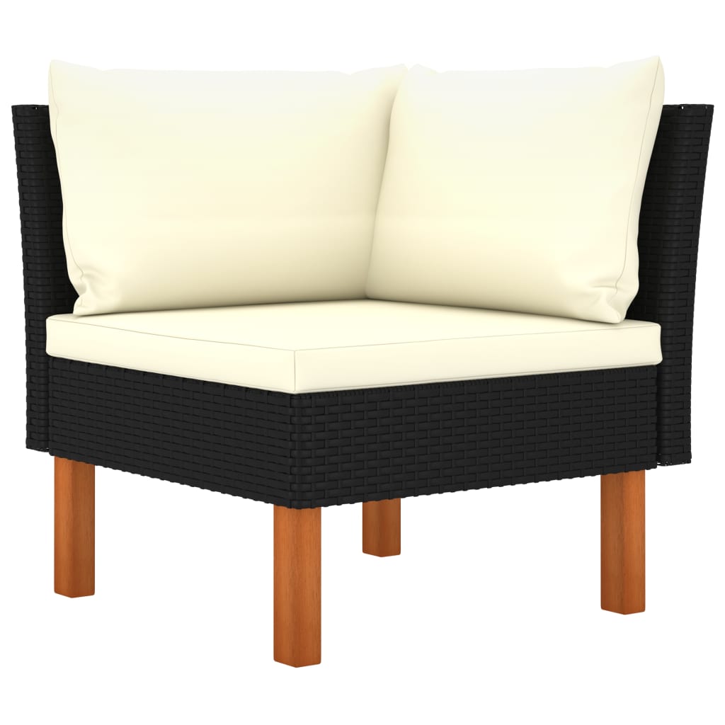Thumbnail - vidaXL 6-tlg. Garten-Lounge-Set Poly Rattan Eukalyptusholz Schwarz