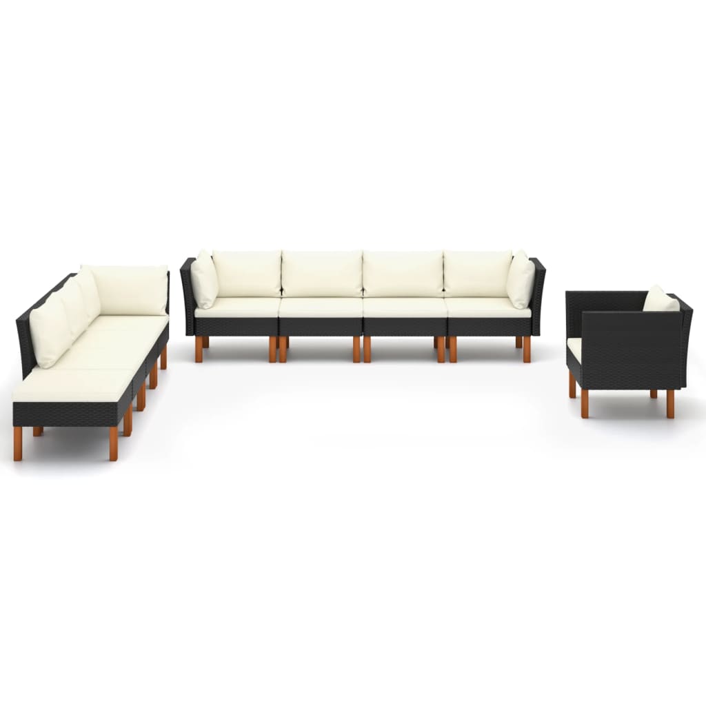 

vidaXL 9-delige Loungeset poly rattan en eucalyptushout zwart