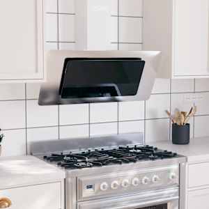 Kuhinjska napa 90 cm nerjaveče jeklo in kaljeno steklo srebrna